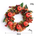 30cm Autumn wreath with orange pumpkins, maple leaves and pine cones for Halloween - Halloween Wreath Style H