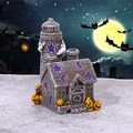 Halloween resin haunted house miniature with ghost tower and pumpkin base decor - Lighthouse Style Wooden House Style C