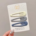 Three-piece set of matte star BB hair clips in yellow, grey and navy blue on card - 4# Water Drop Set of 3 - 6cm