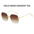 Gafas de sol cuadradas sin montura con montura dorada y cristales degradados marrones - Montura Dorada Té Degradado