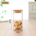 Square 350ml borosilicate glass storage jar with bamboo lid for loose tea herbs - Diameter 60*Height 120 350ml With Bamboo Lid
