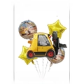 Set de 5 globos de construcción con globo de montacargas amarillo y estrellas doradas - Montacargas Juego de 5
