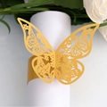 Laser-cut butterfly napkin ring in reflective gold finish with hollow details - Gold