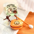 Orange Maltese cartoon stress relief fish toy keychain with a small striking stick - Maltese Dog Wooden Fish - +100 Good Luck