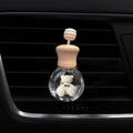 Beige bear stone in glass car perfume bottle for air vent clip, miu design detail - Milk White Miu Bear / Air Vent Empty Bottle