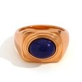 Signet Textured Oval Lapis Lazuli Ring (Size 6)