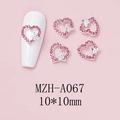 Detail of pink heart nail charms with silver alloy bow, size 10x10mm for DIY nail art - Silver Side Butterfly Heart Style (A067)