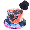 Bob réversible avec motif tie-dye orange bleu et noir et face en coton noir uni - Style Tie-Dye 5