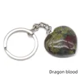 Dragon Blood Jasper heart-shaped keychain accessory with silver metal ring - Dragon Blood Stone