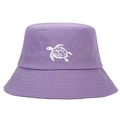 Chapeau bob en coton violet avec broderie tortue blanche et design décontracté plat - Violet