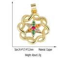 Gold copper hexagram star pendant with multicolored zircon inlay and red center stone - Style 17 (Gold Twisted Hexagram Multi Gem)