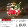 Tabella taglie adesivi natalizi per vetri con camion rosso e pupazzo di neve - Piccolo (30x30cm) / Pupazzo di neve alla guida di un camion(P-SD357)