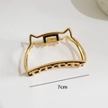 Golden cat-ear shaped hollow metal hair claw clip with a 7cm length design - Cat Ears