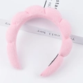 Soft pink sponge cloud headband with a fluffy braided design for face washing - Pink