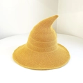 Foldable knitted witch hat in yellow finish with a unique pointed wizard design - M (56-58cm) / Ginger Yellow