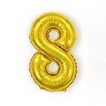 Shiny gold foil balloon shaped like the number eight for birthday party decorations - 16 Inch Number 8-Gold