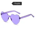 Frameless heart shaped purple sunglasses with integrated gradient one piece lenses - Purple