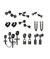 Black stainless steel earring set featuring stud, hoop, and cross pendant designs - Black Punk Lock Blade Combination (36013)