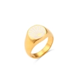 Retro 18k gold plated stainless steel ring with white enamel sun pattern - White