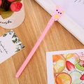 Pink cartoon bear gel pen with cute character topper for students and creative writing - Patch Bear Pink