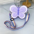 Cute purple butterfly silicone crossbody bag for girls with colorful rainbow strap - Double-Sided Butterfly / Lavender