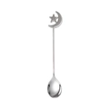 Silver stainless steel dessert spoon with decorative star and moon handle design - Silver Moon Star Spoon