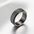 Dunkelgrauer drehbarer Titanstahlring mit mattierter Textur zur Entspannung und Angstlinderung - Größe 5 / Rotierende Sandstrahlung / 8mm / Schwarz