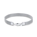 Pulsera de malla de plata S925 con cierre de langosta y distintivo italiano - Bañado en Platino Pulsera Tejida de Malla de 7mm 8g 16.5cm
