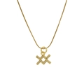 18k gold plated necklace with zircon pavé X-shaped geometric pendant on snake chain - Aquarius