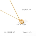 Details der 45,1 cm langen goldenen Edelstahlkette mit Kristallanhänger und Maßen - Weißer Anhänger Stil (HC-N40032-WT)
