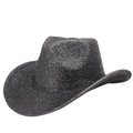 Klassieke zwarte geweven western cowboyhoed met brede rand voor heren en dames - M(56-58cm) / Zwart