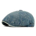 Vintage gewaschene blaue Jeans-Schiebermütze mit verstellbarer Metallschnalle und Ziernähten - Vintage Dunkelblau