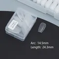 Frosted matte medium trapezoid press-on nail tip size 3 in a clear storage box - DA05 Matte Medium Trapezoid No.3 50Pcs