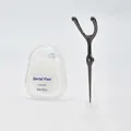 Portable oral care kit with mint dental floss and black metal flosser holder - Classic Black Floss Needle + Floss Box