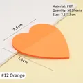 Waterproof heart-shaped orange PET sticky notes for office and school supplies - Orange Heart 50 Sheets