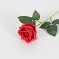 Realistic red velvet artificial rose flower with green stem for wedding home decor - Silk Cloth Rose / Silk Dark Red