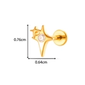 Golden star G23 titanium ear stud with white zircon inlay and flat back screw - Star Style (T2552-4#) / Gold