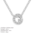 Silver stainless steel pendant necklace featuring a cubic zirconia inlaid letter G - Letter G / Silver
