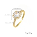 Classic gold round zircon ring with square cut center stone and detailed dimensions - 10# / Square Main Diamond Style (BAR2412-GO-10#)