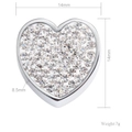 Silver heart pendant with sparkling pavé crystals, 14mm size, DIY jewelry accessory - Silver Pave Crystal Heart Bead
