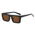 Eleganti occhiali da sole rettangolari neri con lenti marroni e protezione UV street style - Montatura Nera Lenti Marroni