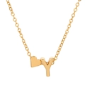 Golden heart pendant necklace featuring an engraved letter Y on a circular link chain - Letter Y (10041)