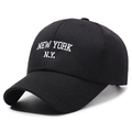 Classic black cotton baseball cap featuring white New York embroidery and a curved brim - Adjustable / Black