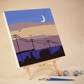 DIY digital oil painting kit featuring moonlit night poles with 12 colors and mini easel - 20x20cm Framed Kit / VN53-BD53 Moonlit Utility Pole