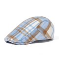 Gorra plana retro con estampado de cuadros azul claro y blanco en tejido suave - Ajustable / Azul