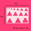 Detailed parameter view showing a 26x18cm pink and white plastic DIY stencil template - Pink Triangle Template 78048