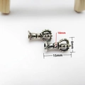 Tibetan silver Vajra bell pendant for DIY jewelry, 15x8mm vintage metal charm - Vintage Alloy Fitting (10#) / Antique Silver