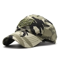 Detail of army style camouflage baseball cap showing side profile and embroidery - 56-60cm (Adjustable) / Camouflage