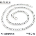 Collar de cadena de hueso de dragón de acero de titanio plateado 450x4mm diario - Pulsera 18+5CM / Color Acero