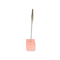 Pink wooden cube base note holder with silver alligator clip for Valentines decoration - Square Pink